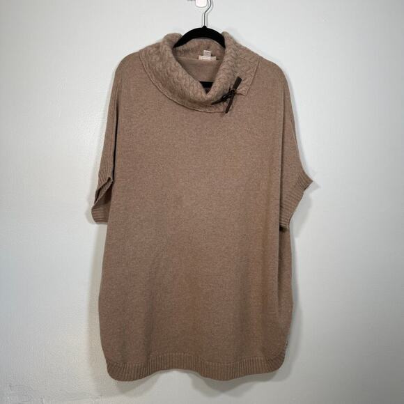 Nordstrom 100% Cashmere Cowl Neck Poncho Sweater One Size Equestrian Luxury - Picture 5 of 7